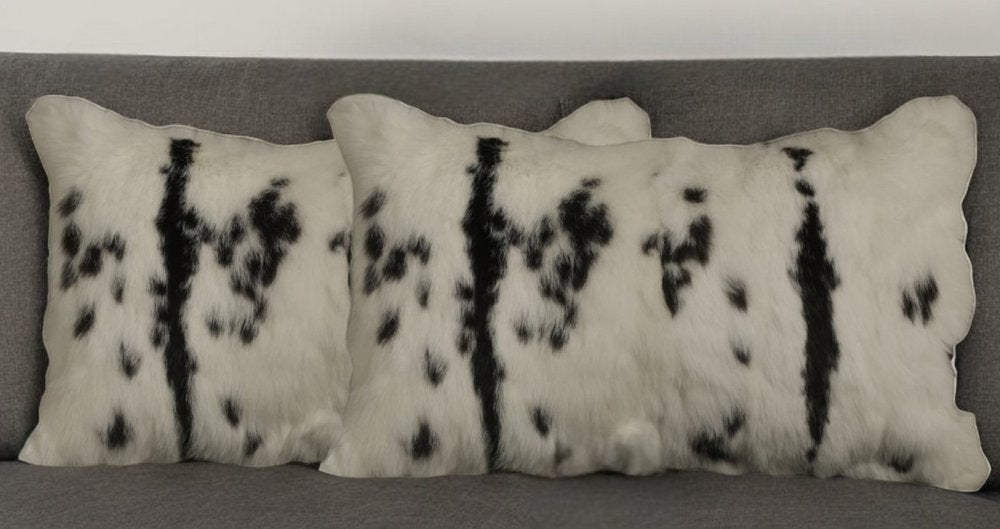 Set of Two 12" X 20" Black and White Throw Pillows