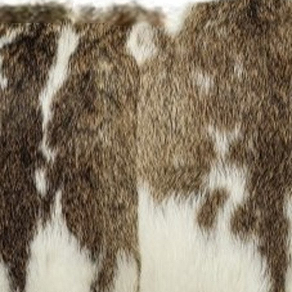 Set of Two 12" X 20" Brown and White Throw Pillows