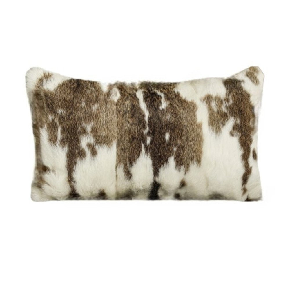 Set of Two 12" X 20" Brown and White Throw Pillows