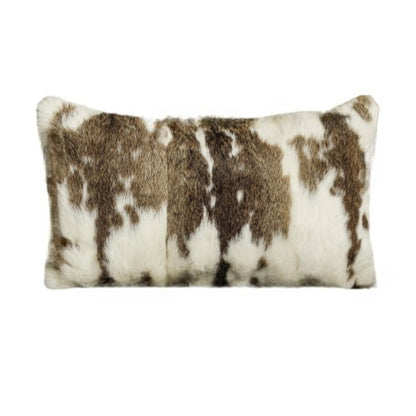 Set of Two 12" X 20" Brown and White Throw Pillows