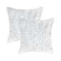 Set Of Two 18" White Rabbit Zippered Natural Fur Throw Pillows