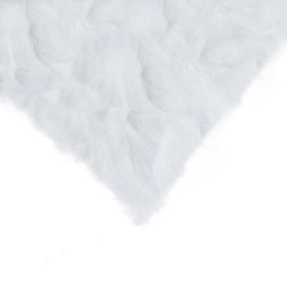 Set Of Two 18" White Rabbit Zippered Natural Fur Throw Pillows