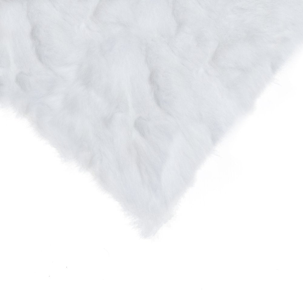 Set Of Two 18" White Rabbit Zippered Natural Fur Throw Pillows
