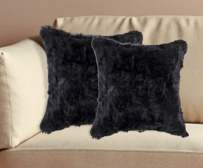 Set of Two 18" Black Throw Pillows