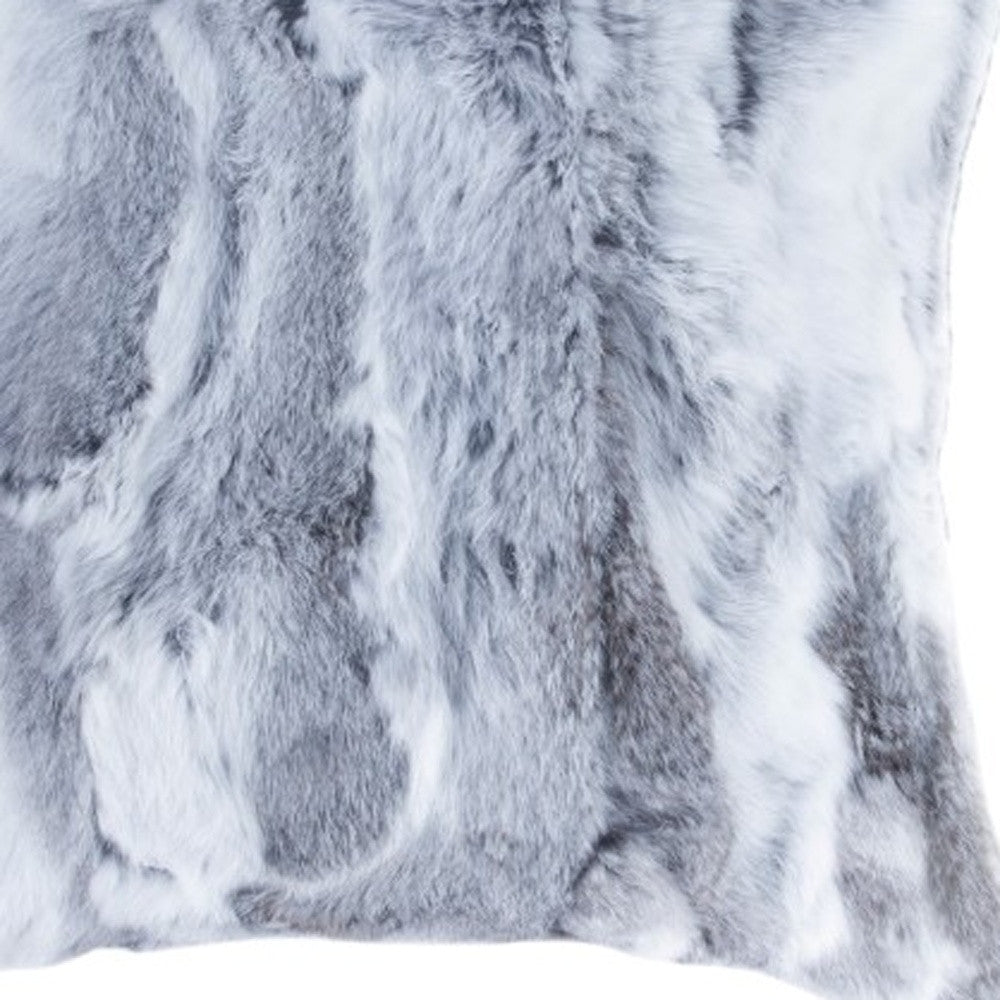 Set Of Two 18" Grey Rabbit Natural Fur Throw Pillows