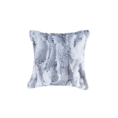 Set Of Two 18" Grey Rabbit Natural Fur Throw Pillows