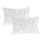 Set of Two 12" X 20" White Natural Fur Throw Pillows