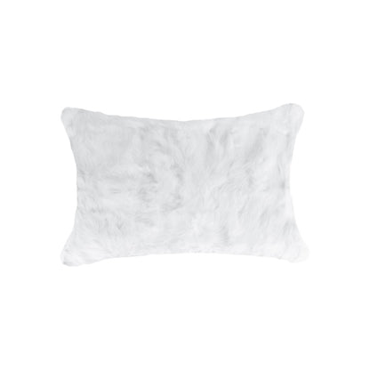 Set Of Two 12" X 20" White Rabbit Natural Fur Throw Pillows