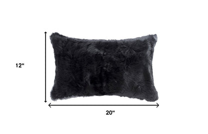 Set of Two 12" X 20" Black Throw Pillows