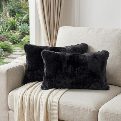 Set of Two 12" X 20" Black Throw Pillows