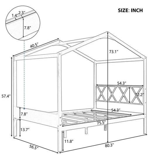 Gray Wood Full Four Poster Bed Frame