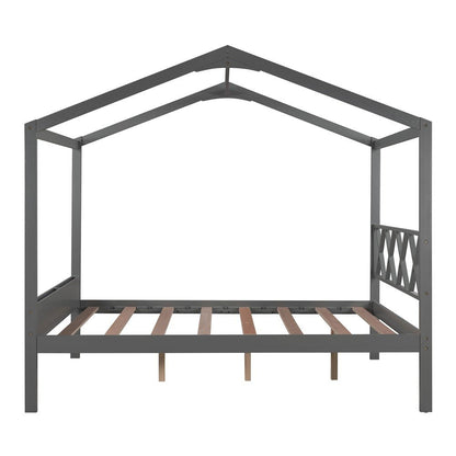 Gray Wood Full Four Poster Bed Frame