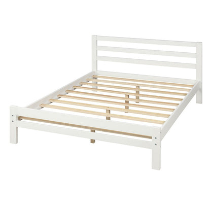 White Wood Full With Two Drawers Bed Frame