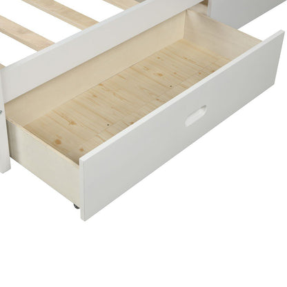 White Wood Full With Two Drawers Bed Frame