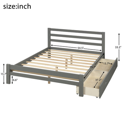 Gray Solid and Manufactured Wood Full Bed