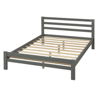 Gray Wood Full With Two Drawers Bed Frame