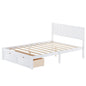 White Ribbed Texture Wood Full With Two Drawers Bed Frame