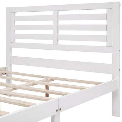 White Wood Full With Two Drawers Bed Frame