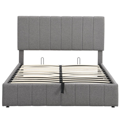 Full Double Gray Upholstered Linen Blend Bed