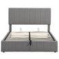 Full Double Gray Upholstered Linen Blend Bed