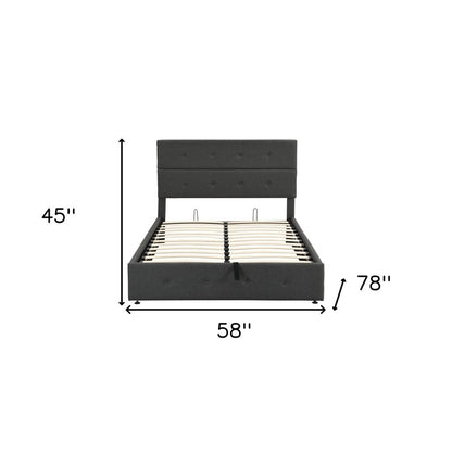 Gray Tufted Linen Blend Full Bed Frame
