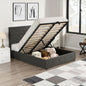 Gray Tufted Linen Blend Full Bed Frame