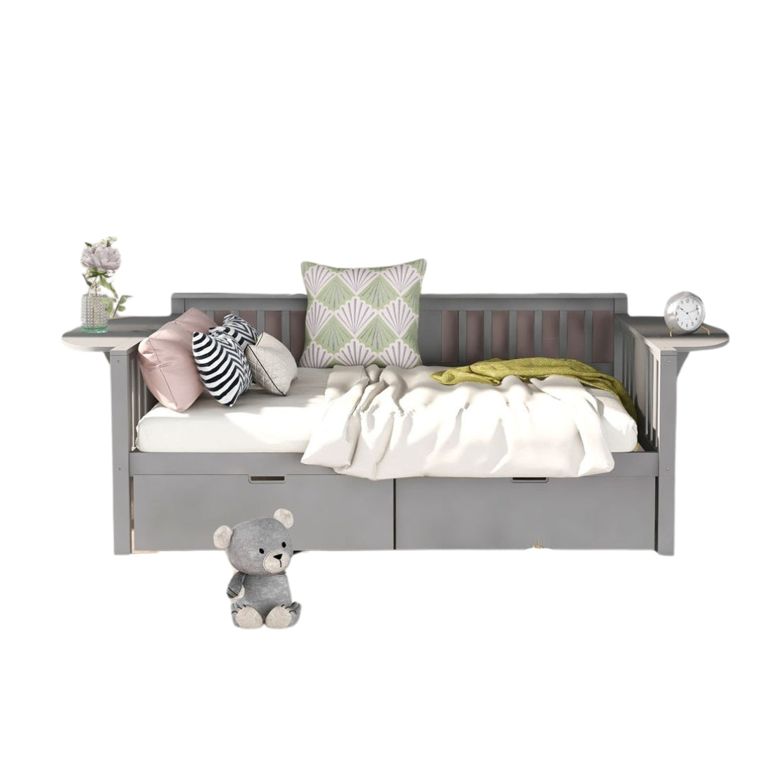 Gray Solid and Manufactured Wood Full Bed