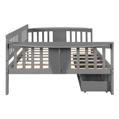 Gray Solid and Manufactured Wood Full Bed