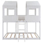 White Twin Contemporary Manufactured Wood + Solid Wood Bunk Bed