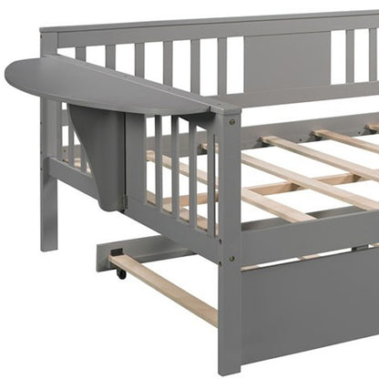 Gray Solid and Manufactured Wood Bed with Trundle