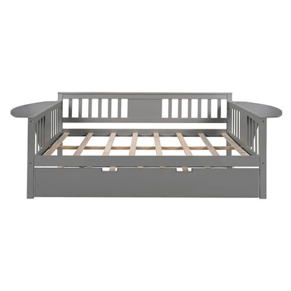 Gray Wood Bed Frame with Trundle