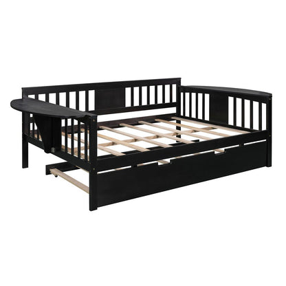 Espresso Wood Bed Frame with Trundle