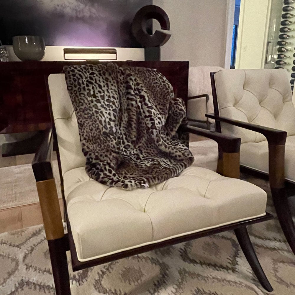 50" X 60" Black Brown And Beige Leopard Faux Fur Plush Throw Blanket