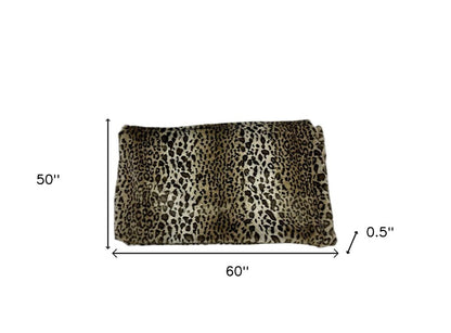 50" X 60" Black Brown And Beige Leopard Faux Fur Plush Throw Blanket