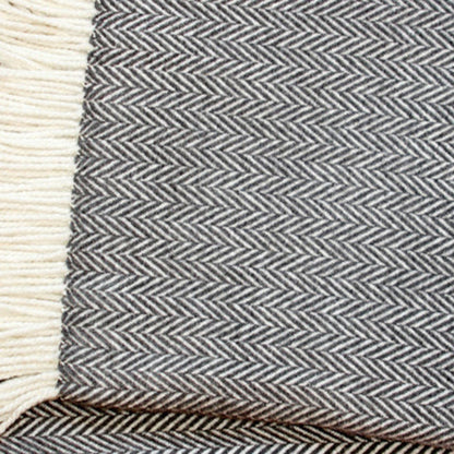 Dark Grey and White Dreamy Soft Herringbone Throw Blanket