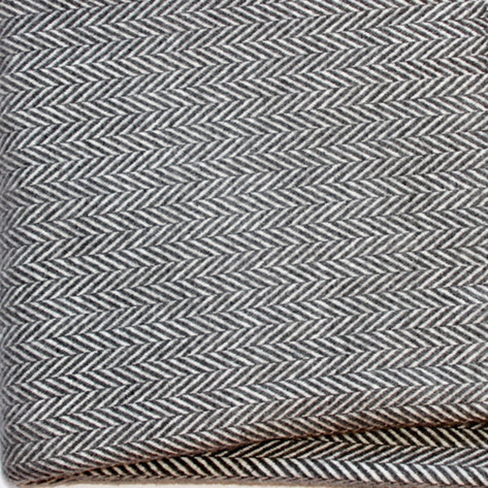 Dark Grey and White Dreamy Soft Herringbone Throw Blanket