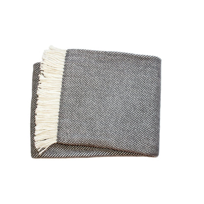 Dark Grey and White Dreamy Soft Herringbone Throw Blanket