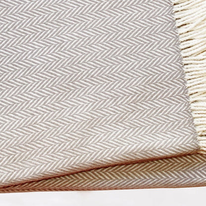 70" X 55" Gray And White Herringbone Cotton Blend Woven Throw Blanket with Tassels