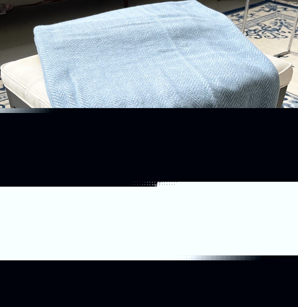 Aqua Blue and White Dreamy Soft Herringbone Throw Blanket