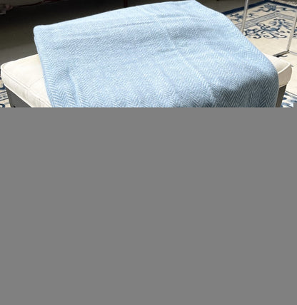 Aqua Blue and White Dreamy Soft Herringbone Throw Blanket