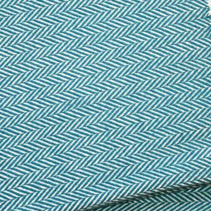 70" X 55" Teal Blue And White Cotton Blend Woven Herringbone Plush Throw Blanket with Tassels