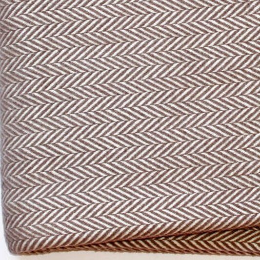 70" X 55" Brown And White Cotton Blend Woven Herringbone Plush Throw Blanket with Tassels
