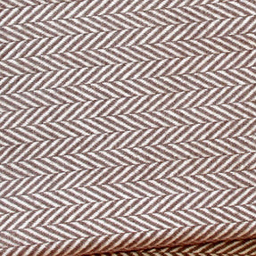 70" X 55" Brown And White Cotton Blend Woven Herringbone Plush Throw Blanket with Tassels