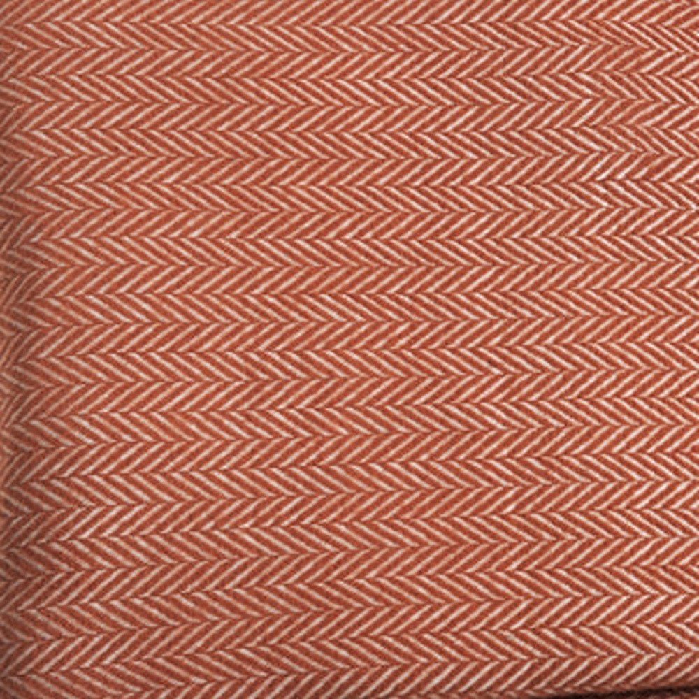 70" X 55" Orange And White Cotton Blend Woven Herringbone Plush Throw Blanket with Tassels