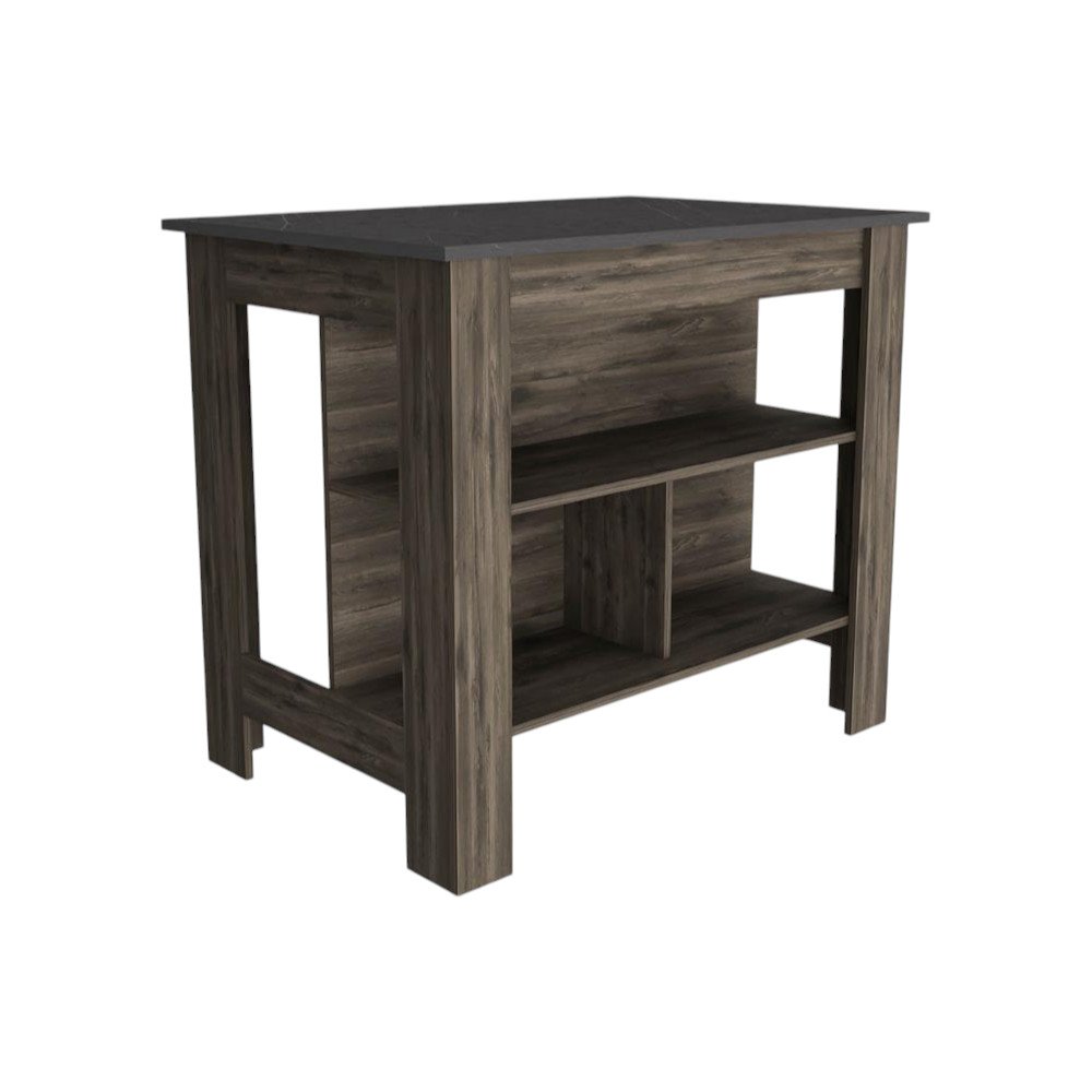 Dark Brown and Brown 41" Kitchen Island With Storage