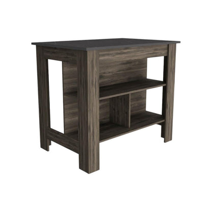 Dark Brown and Brown 41" Kitchen Island With Storage