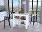 White and Gray 41" Kitchen Island With Storage