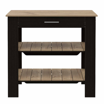 Black and Natural 40" Kitchen Island With Storage