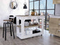 White and Brown 40" Rolling Kitchen Cart With Storage