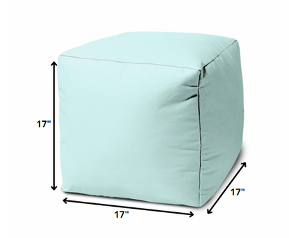 17" Cool Pale Aqua Solid Color Indoor Outdoor Pouf Ottoman